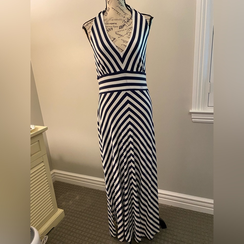 BR Navy & White Maxi Halter  - MP